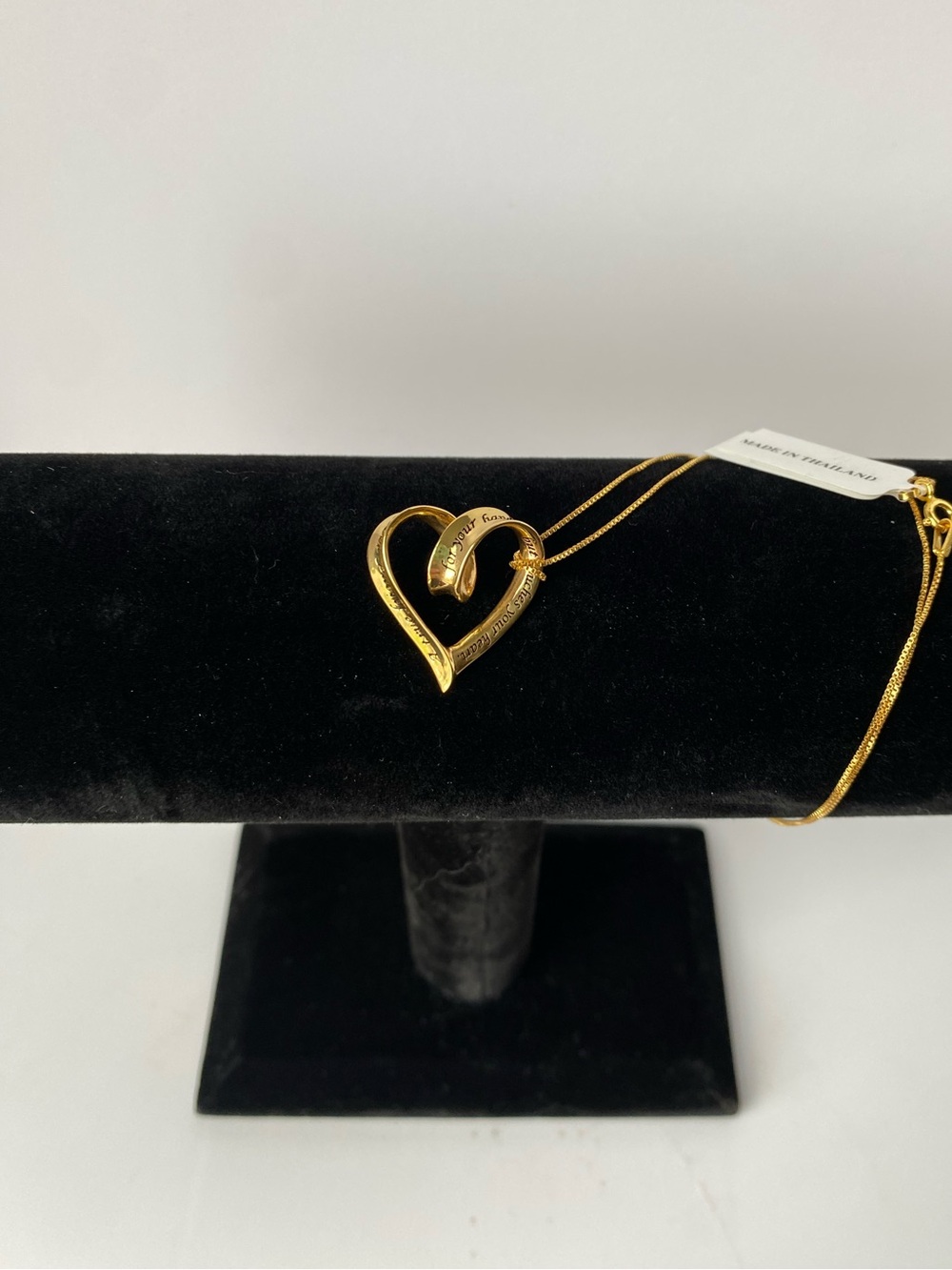 925 Sterling Silver Heart Pendant Necklace 18” Rope Chain Gold Tone